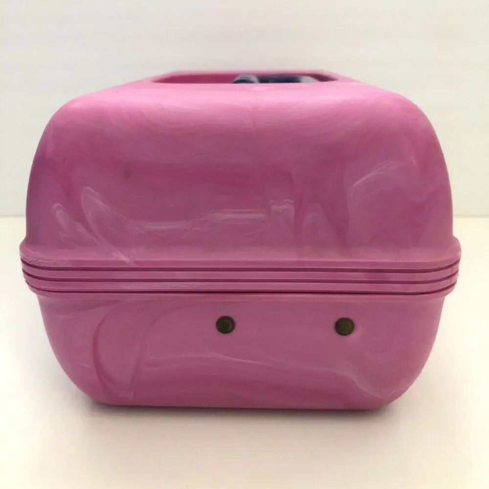 Vintage Caboodles Pink Marble Purple Storage Makeup Cosmetic Train Case 2620